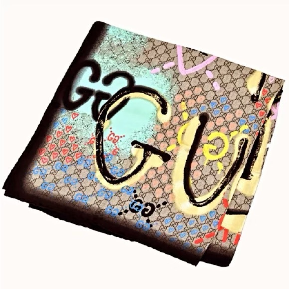 Authentic Gucci Gucci Ghost Rare “Life is Gucci” Silk Scarf - Picture 4 of 12